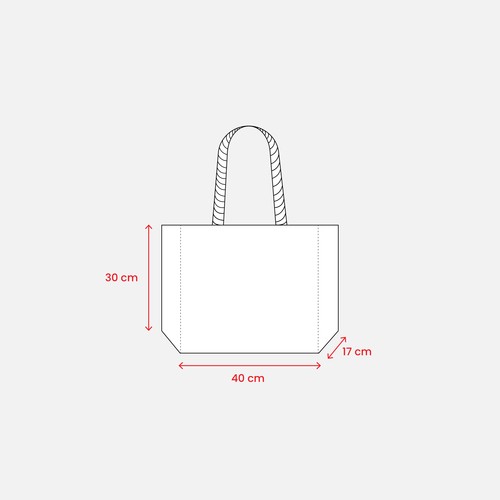 Sac en jute avec longues anses en corde et inserts colores - 3