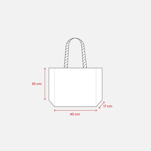 Sac en jute avec longues anses en corde et inserts colores - 3