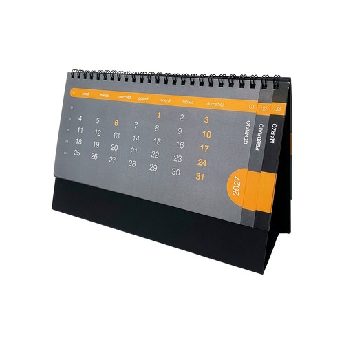 Calendrier de bureau mensuel 2027 en carton noir 300 g/m2 - 3