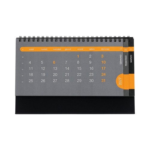 Calendrier de bureau mensuel 2027 en carton noir 300 g/m2 - 4