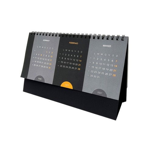 Calendrier de bureau mensuel 2027 en carton noir 300 g/m2 - 5