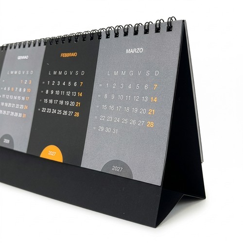 Calendrier de bureau mensuel 2027 en carton noir 300 g/m2 - 7