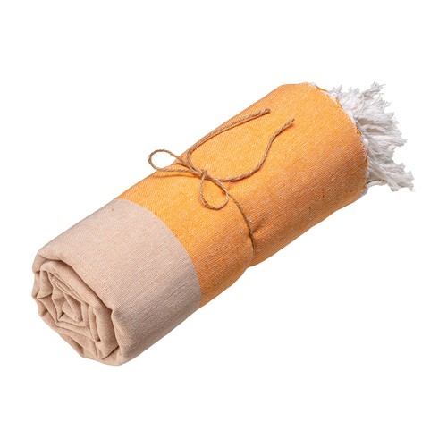 Serviette de plage en coton recycle 180 g/m2. Effet chine et franges - 1