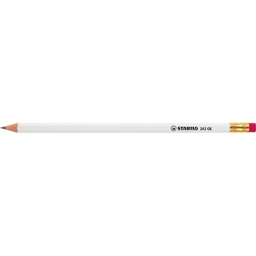 STABILO crayon graphite hexagonal blanc avec bout gomme - 1