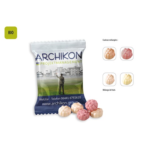 BIO JO-Frutti en sachet promo, BIO JO-Frutti, GOODIES MEDIA, Sweetware, fournisseur d'objet publicitaire, fournisseurs de stylo publicitaire, cadeau d'entreprise