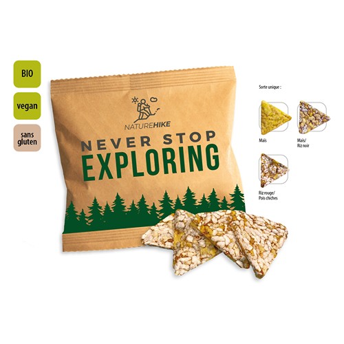 BIO Triangles croustillants en sachet promo, BIO Triangles croustillants Maïs – Riz noir, GOODIES MEDIA, Sweetware, fournisseur d'objet publicitaire, fournisseurs de stylo publicitaire, cadeau d'entreprise