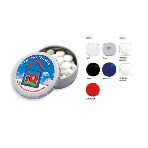 Boîte-Klick 45, Pastilles à la menthe; Stevia, GOODIES MEDIA, Sweetware, fournisseur d'objet publicitaire, fournisseurs de stylo publicitaire, cadeau d'entreprise
