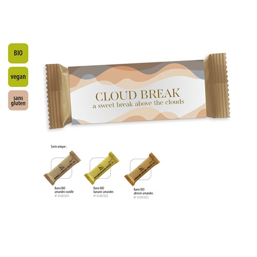 Barre BIO dans son fourreau publicitaire, Barre BIO abricot-amandes, GOODIES MEDIA, Wacker, fournisseur d'objet publicitaire, fournisseurs de stylo publicitaire, cadeau d'entreprise