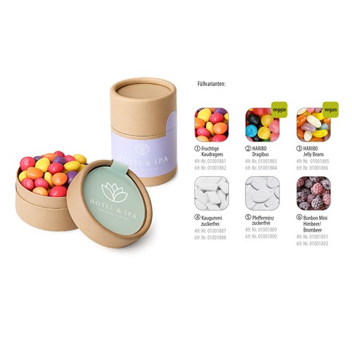PaperTube 69, HARIBO Dragibus Mélange de fruits, PROPULZ, Objets publicitaires personnalisés