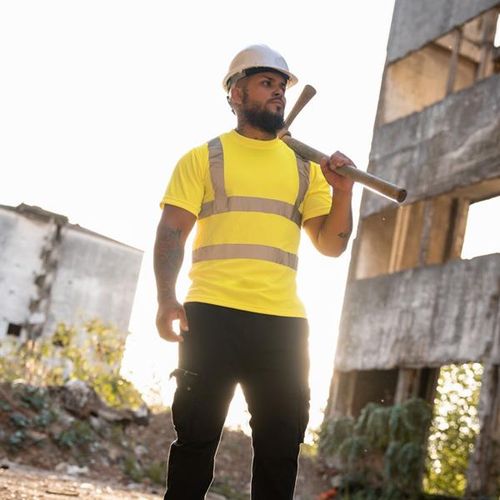 CAMISETA DE ALTA VISIBILIDAD ISO 20471 - 100% POLIÉSTER, TAMAÑOS GRANDES HIGHITY