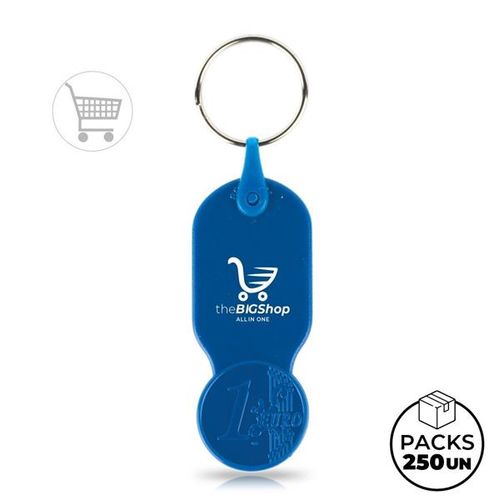 LLAVERO CON FICHA € 1,00 PARA CARRO DE COMPRAS, PLÁSTICO PS KEY01