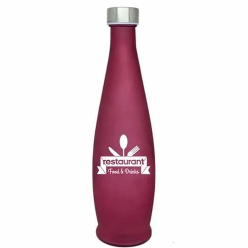COLORFUL 1l colored glass bottle, silver cap. Red color . 1 color