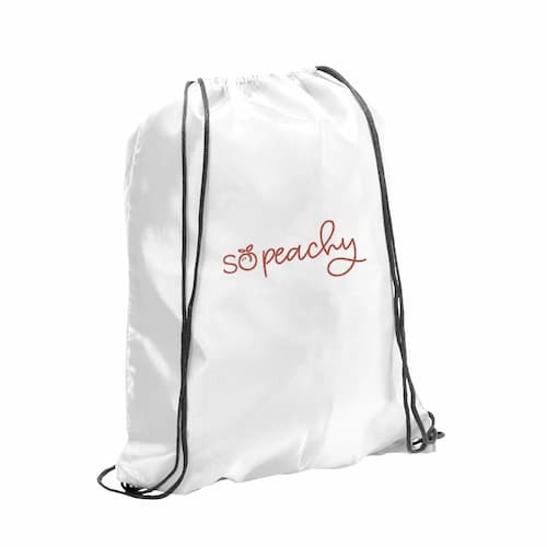 Personalized drawstring bag. White color.1 color