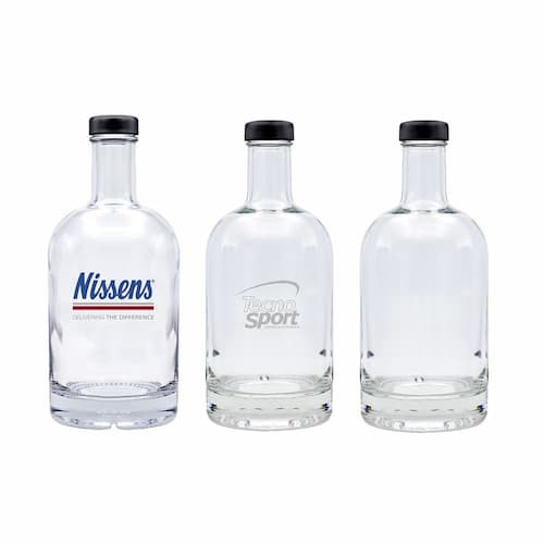 NOCTURNE Glass bottle with silver or black cap. 700 ml. Silver cap. Permanent vitrified NOCTURNE Glass bottle with silver or black cap. 700 ml. Silver cap. Permanent vitrified