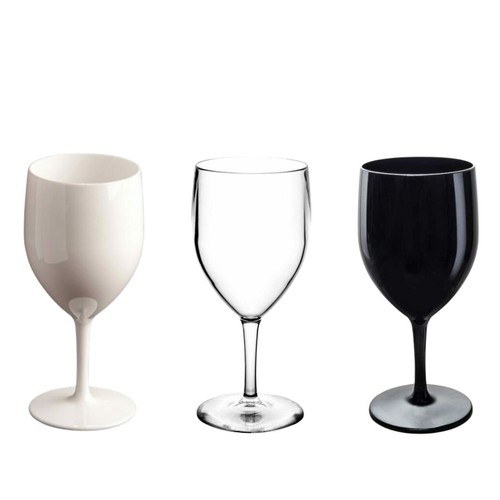 Rigid plastic wine cup PP. White colour. Not customised Rigid plastic wine cup PP. White colour. Not customised