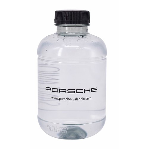 25cl or 50cl Recycled rPET personalized water bottle. Black cap. Direct print