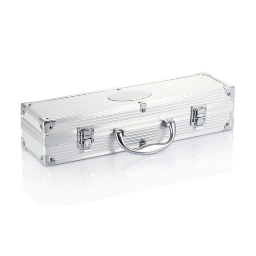 plateado Set Barbacoa 3 piezas en caja de aluminio