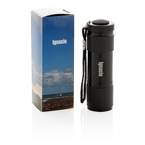 black Linterna Quattro de aluminio