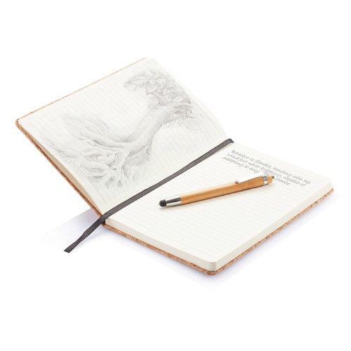 Carnet de notes en liège avec stylo en bambou A5 thumbnail 5