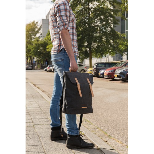 black Mochila para portátil de lona sin PVC