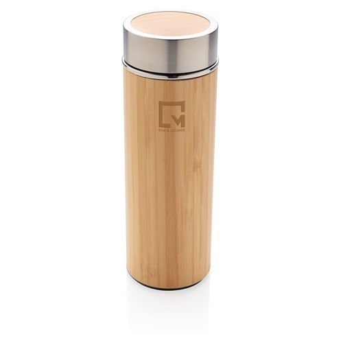 marrón Botella al vacío antigoteo de bambú