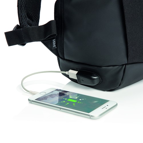 black Mochila Madrid antirobo con RFID y USB sin PVC