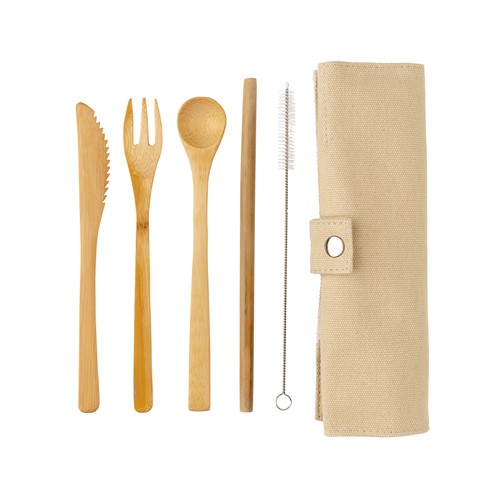 Set de couverts de voyage en bambou réutilisable - 4