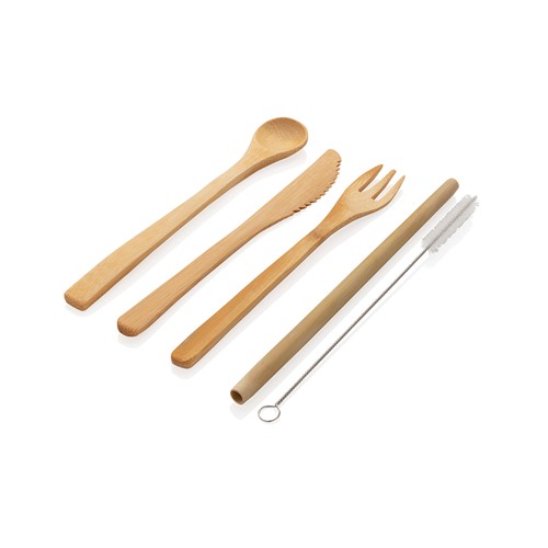 Set de couverts de voyage en bambou réutilisable - 6