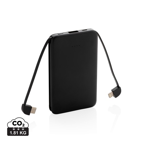 Batterie de secours 5000 mAh avec câbles intégrés - 1