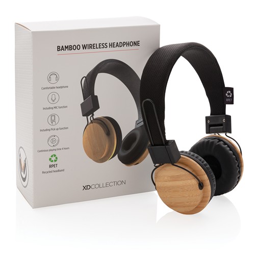 Casque audio sans fil en bambou - 11