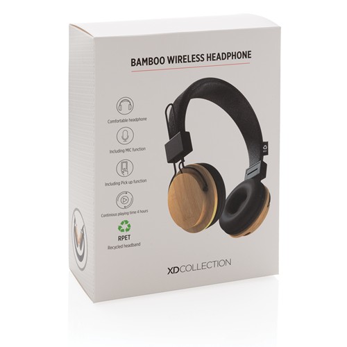 Casque audio sans fil en bambou - 12