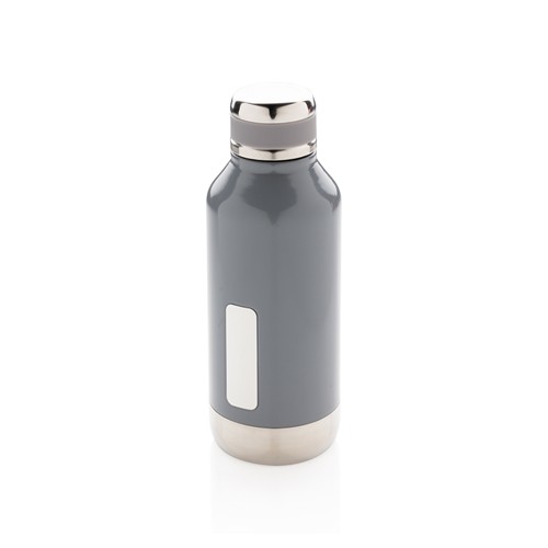 gray Botella al vacío antigoteo con placa para logo