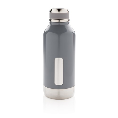 gray Botella al vacío antigoteo con placa para logo