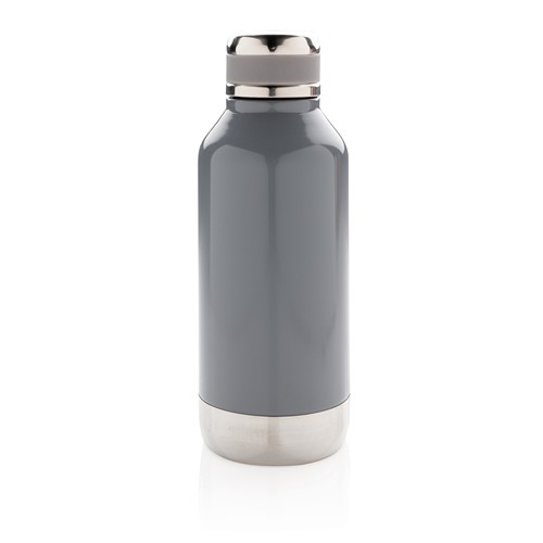gray Botella al vacío antigoteo con placa para logo