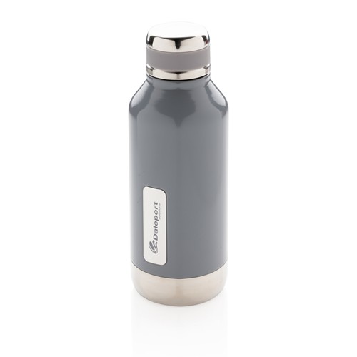 gray Botella al vacío antigoteo con placa para logo