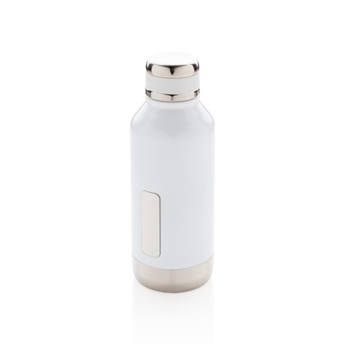 white Botella al vacío antigoteo con placa para logo