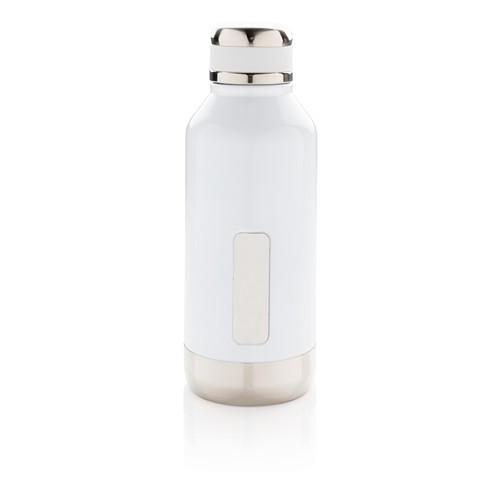 white Botella al vacío antigoteo con placa para logo
