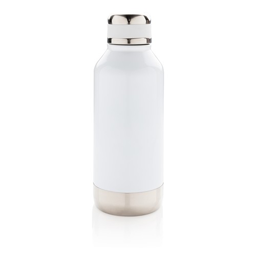 white Botella al vacío antigoteo con placa para logo