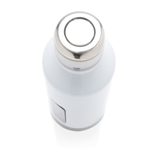 white Botella al vacío antigoteo con placa para logo