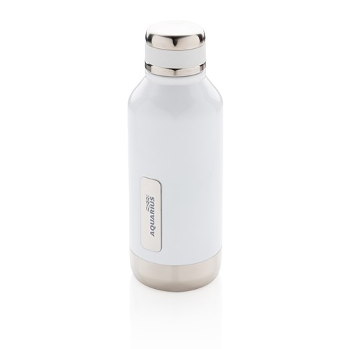 white Botella al vacío antigoteo con placa para logo