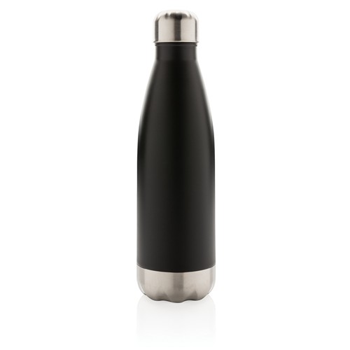 black Botella de acero inoxidable aislada al vacío
