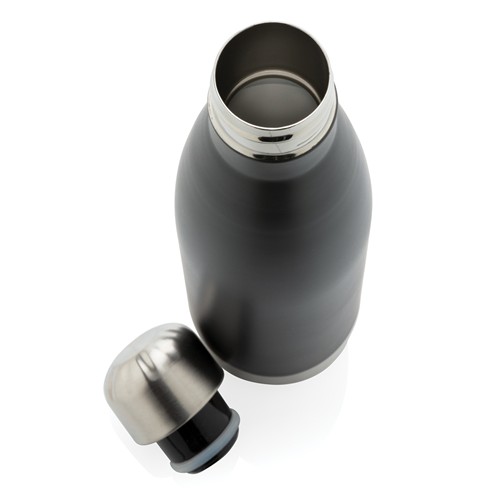 black Botella de acero inoxidable aislada al vacío