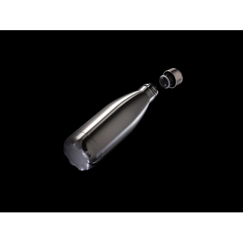 plateado Botella de acero inoxidable aislada al vacío