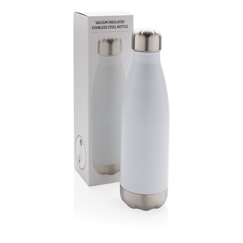 white Botella de acero inoxidable aislada al vacío