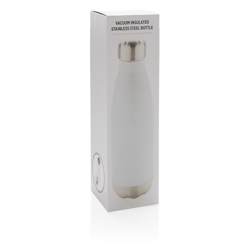 white Botella de acero inoxidable aislada al vacío