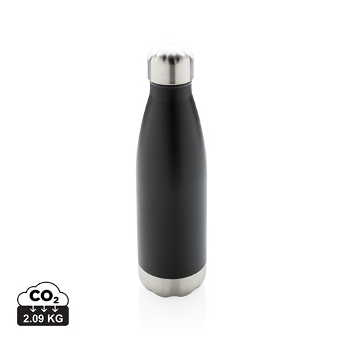 black Botella de acero inoxidable aislada al vacío