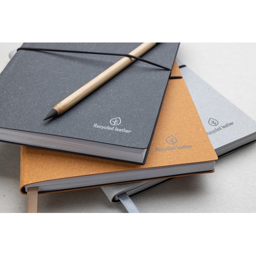 gray Libreta A5 de cuero reciclado GRS
