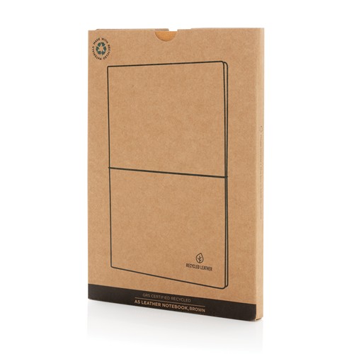 marrón Libreta A5 de cuero reciclado GRS