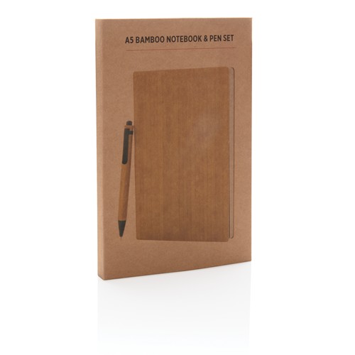 Set carnets de notes A5 et stylo en bambou - 9