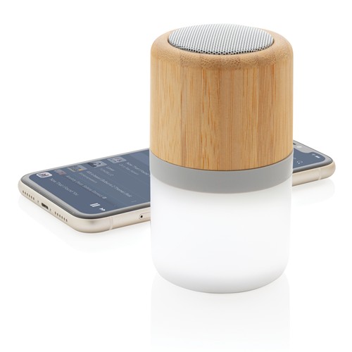 Enceinte 3W en bambou avec lumière d'ambiance - 3